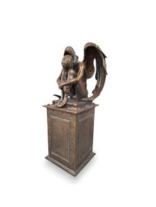 Urne funéraire d’ange ‘Ange du Chagrin’ sur colonne en plusieurs couleurs