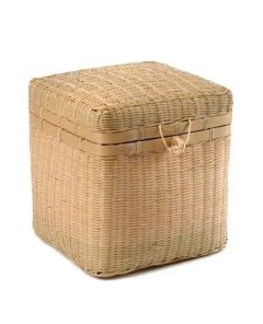 Panier-urne bambou à la main avec sac cinéraire en coton écru