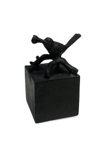 Mini-urne en bronze 'Oiseau avec rose'