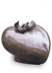 Urne funéraire en bronze « Cœur avec pigeons »