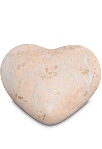 Urne funéraire cœur semi-debout rose avec effet marbre - Collection Love
