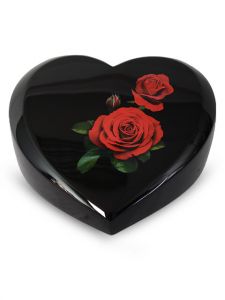 Urne funéraire cœur en fibre de verre 'Rose Rouge'