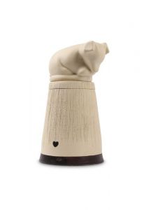 Urne funéraire pour chien en céramique faite à la main avec cœur – blanche
