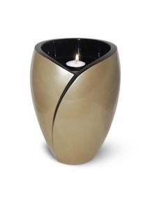 Urne en fibre de verre 'Luce' doré avec bougie
