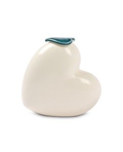 Mini urne funéraire "Pour toujours dans nos cœurs" avec couvercle en forme de cœur bleu