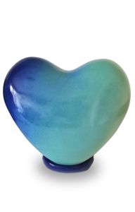 Urne enfants 'Coeur' en céramique bleu/vert