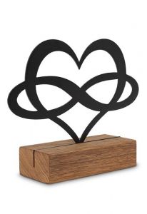Sculpture commémorative avec compartiment pour cendres "Cœur avec symbole de l’infini"