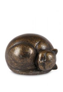 Mini-urne en bronze chat 'Repose en paix'