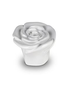 Mini urne funéraire en céramique « Rose éternelle » blanche brillante