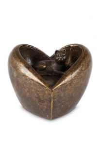 Mini-urne en bronze chat 'Toujours dans mon coeur'