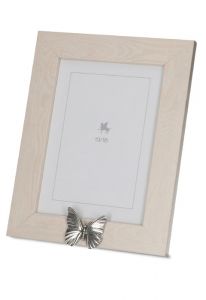 Urne photo couleur uni avec papillon argenté pour cendres cinéraires