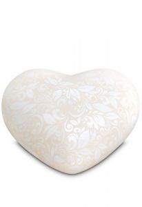 Urne funéraire cœur semi-debout avec motif floral - Collection Love