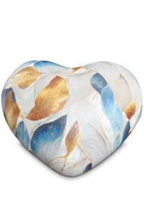 Urne funéraire cœur semi-debout avec feuilles colorées - Collection Love