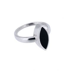 Anneau cinéraire onyx navette en argent