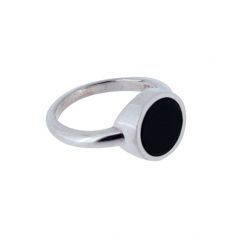 Bague Funéraire en Argent avec Onyx rond