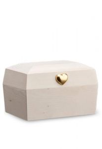 Urne funéraire 'Ricordo' en bois d'épicéa avec cœur d'or