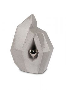 Urne funéraire céramique gris avec coeur argent