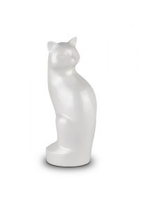 Urne Funéraire Statue Chat en laiton blanc