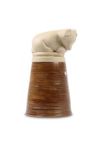 Urne funéraire pour chien en céramique faite à la main avec cœur – marron