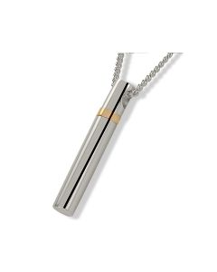 Bijou Pendentif Funéraire (Argent 925) pour cendres « Tube avec fermeture en Or »