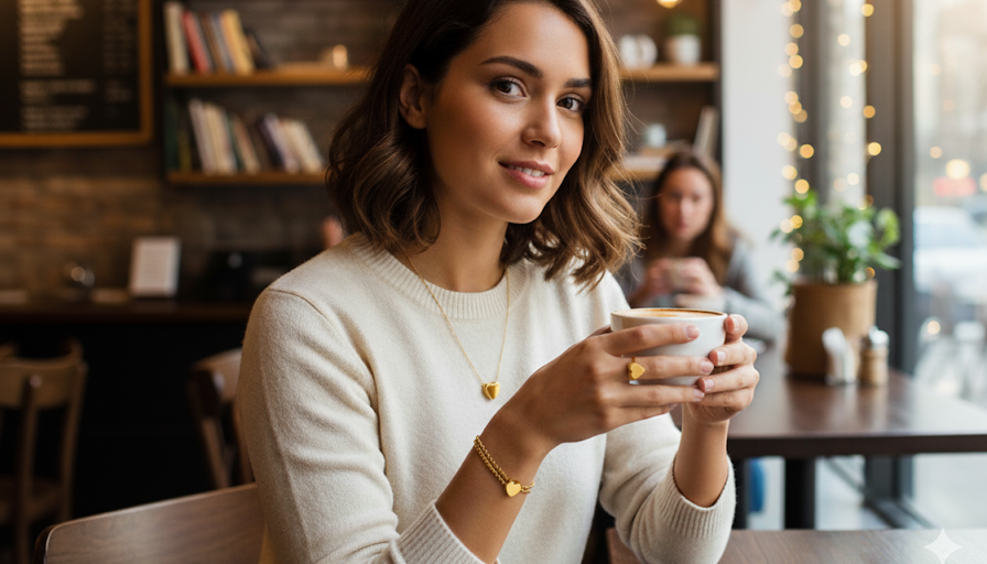Toujours près de vous : le set de bijoux funéraires en argenté et doré avec cœur